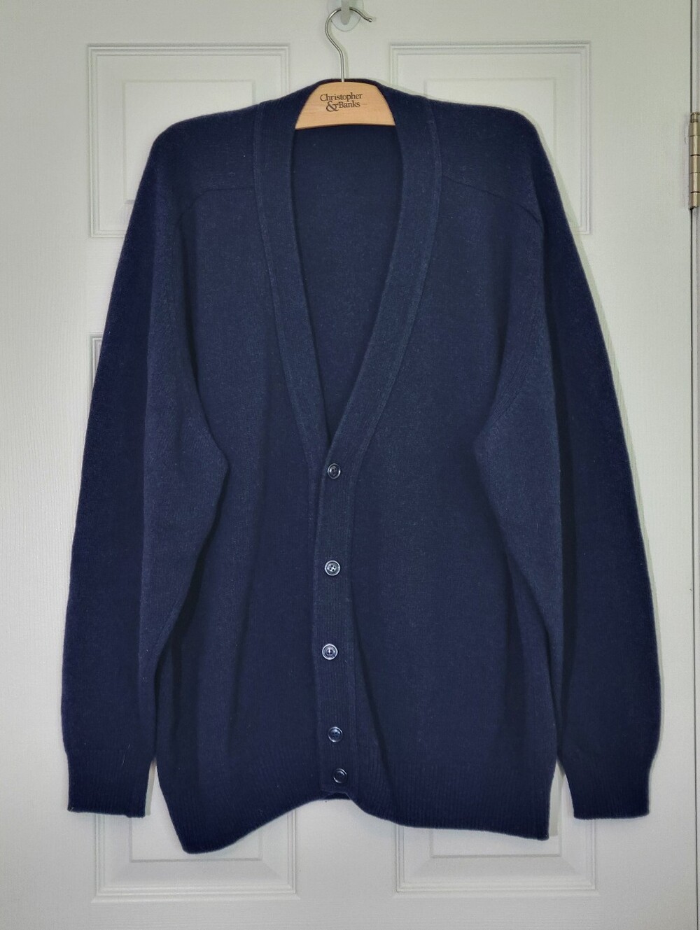 Vintage Lambwool Navy Button Cardigan Sweater Size Large L
